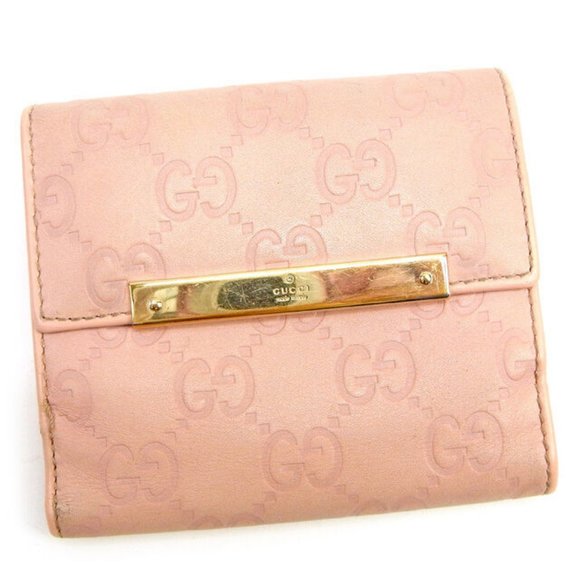 Gucci Wallet Purse Folding wallet Guccissima Pink Woman Authentic Used - Picture 1 of 6